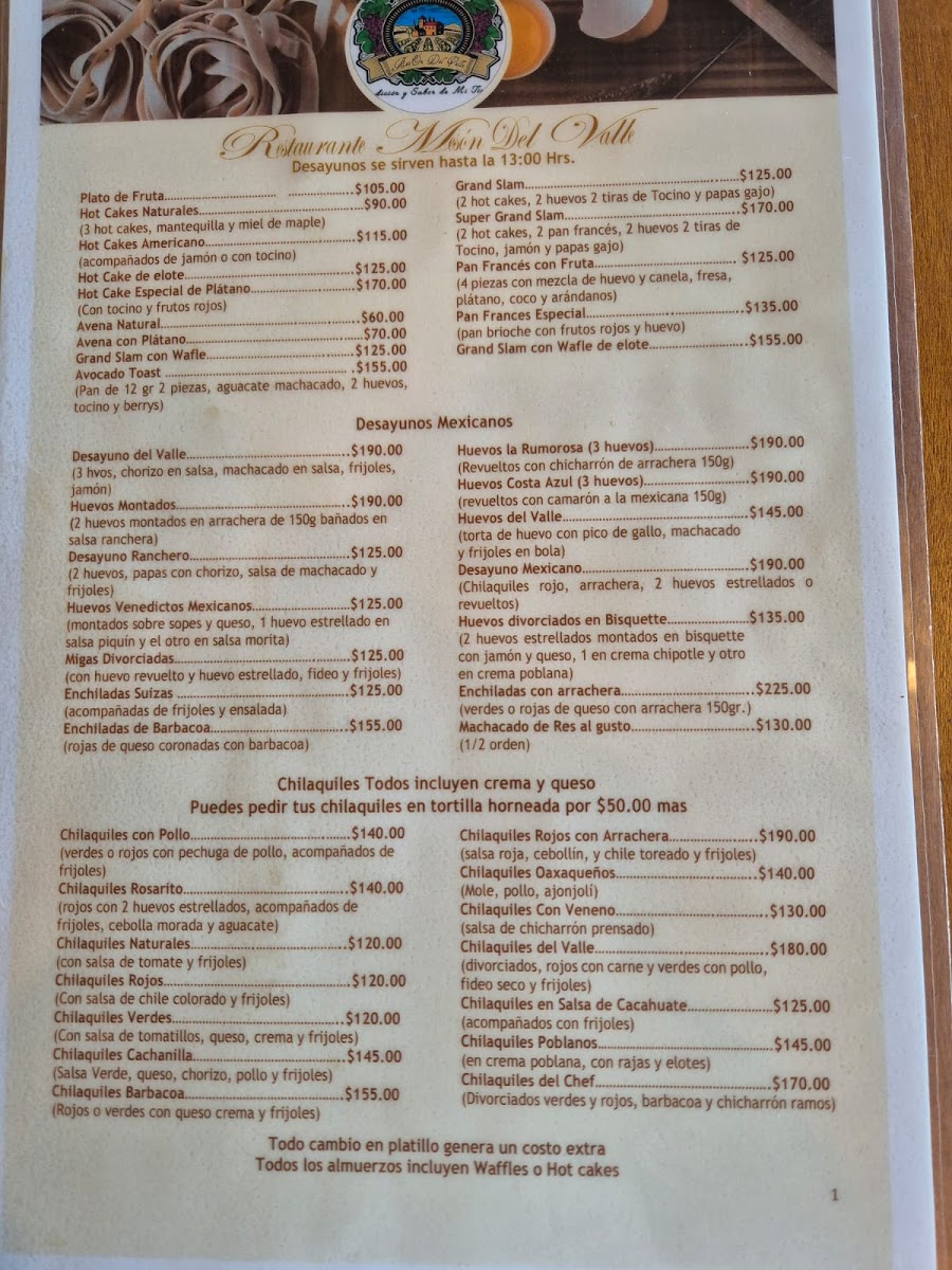 Mesón Del Valle Menu - Image 1
